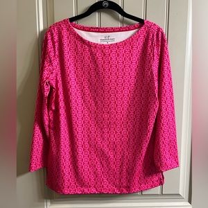 Vineyard vines pink sankaty 3/4 sleeve performance tee